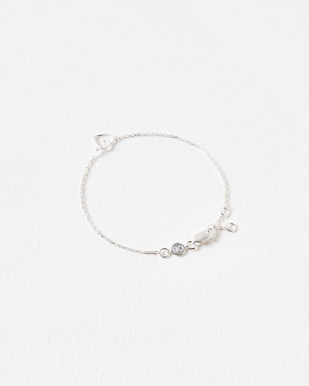 Oliver Bonas White Hali Textured Heart Charm Chain Bracelet