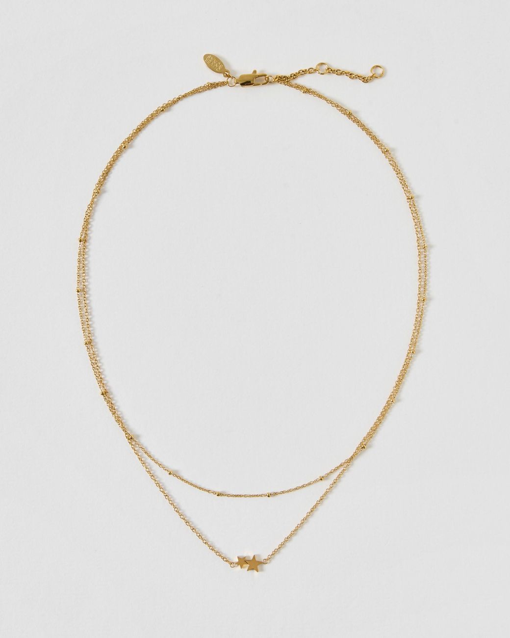 Oliver Bonas White Morgan Tone Waterproof Double Star Charm Double Row Necklace