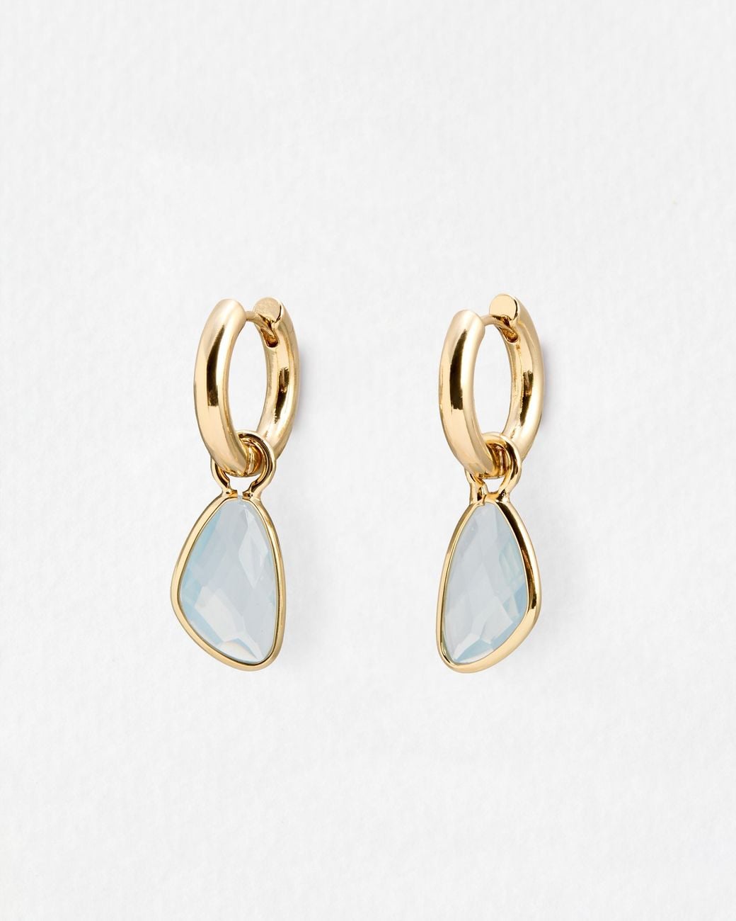 Oliver Bonas White Melody Stone Gold Tone Huggie Earrings