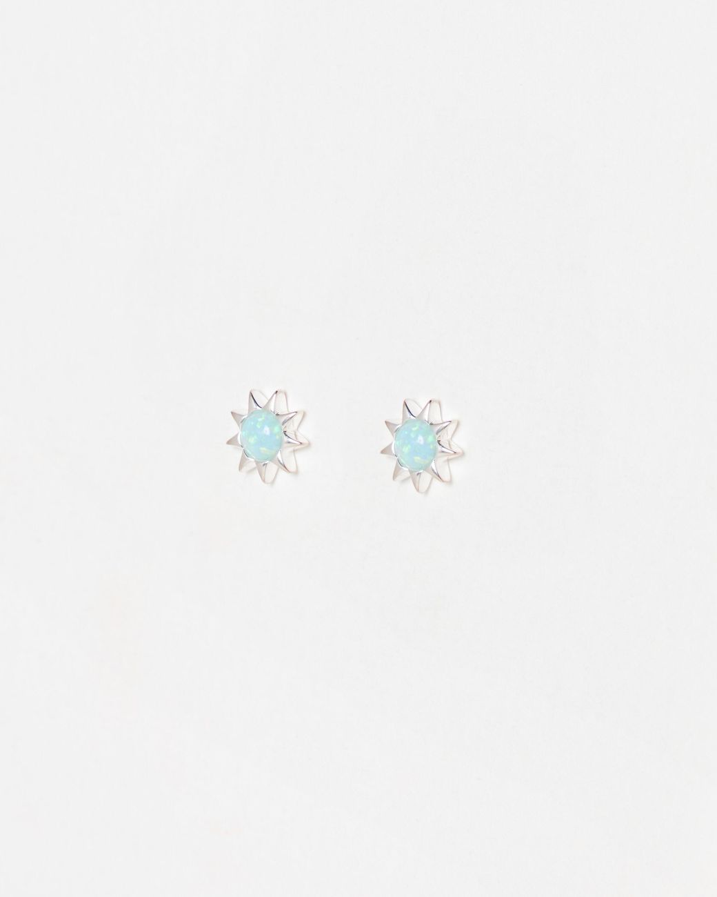 Oliver Bonas Blue Cyra Sun Silver Opalite Stud Earrings