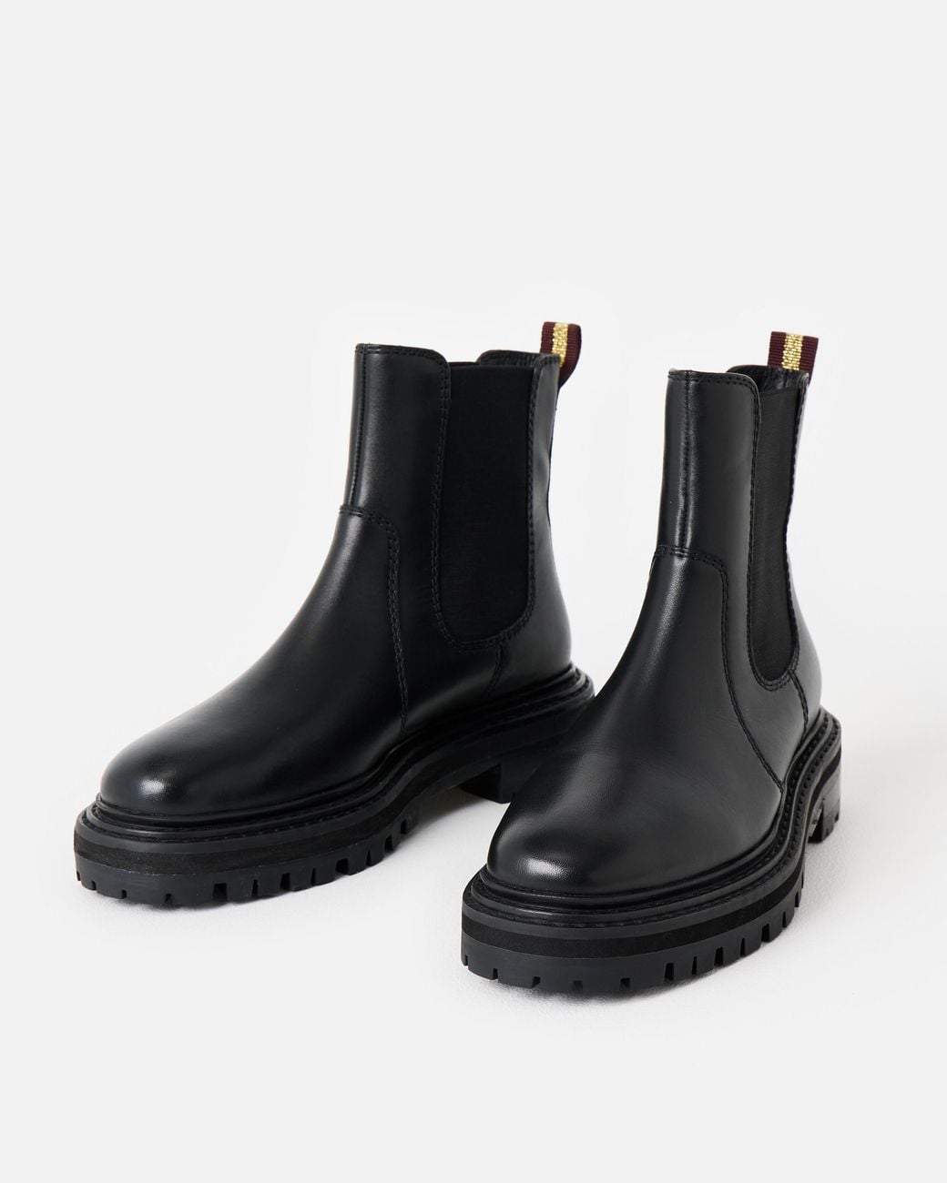 Oliver Bonas Black Chunky Leather Chelsea Boots, Size 3