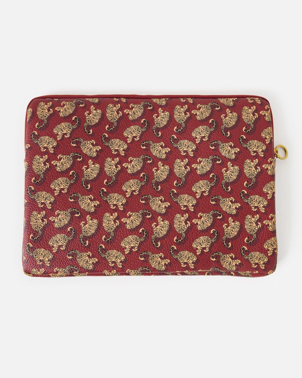 Oliver Bonas Red Burgundy Snow Leopard Laptop Case