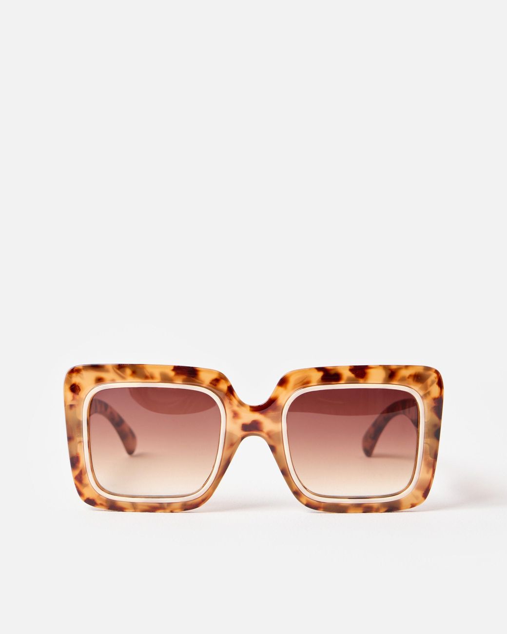 Oliver Bonas Pink Tort Oversized Square Sunglasses