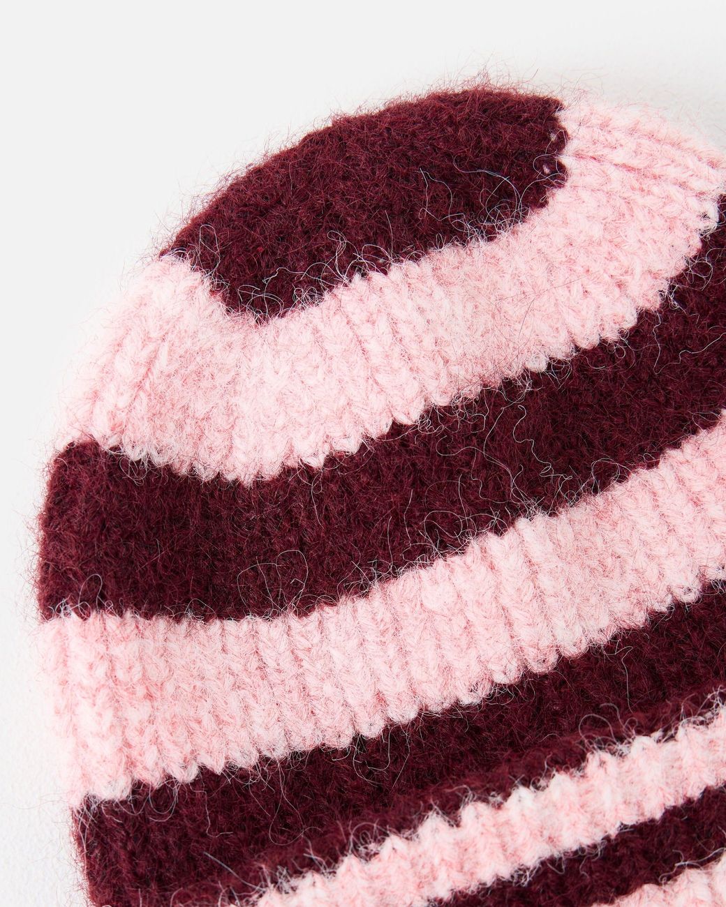 Oliver Bonas Red Pink & Burgundy Striped Knitted Beanie Hat