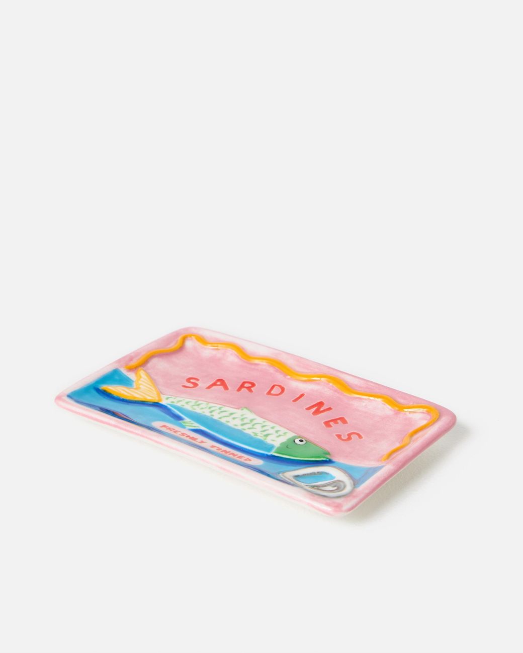 Oliver Bonas White Sardines Pink Ceramic Trinket Dish