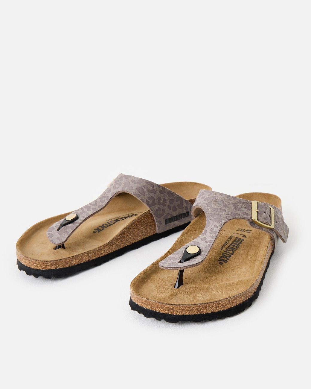 Birkenstock Brown Gizeh Animal Print Sandals, Size 3.5