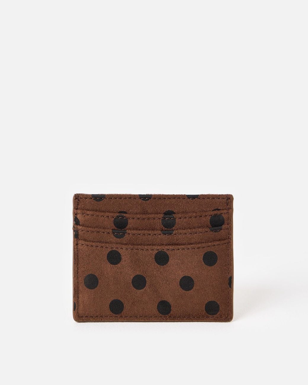 Oliver Bonas Brown Lola Polka Dot Faux Suede Zipped Card Holder