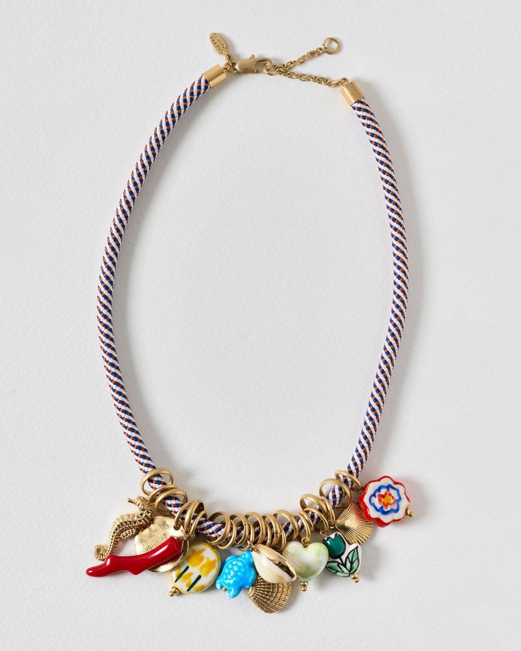 Oliver Bonas Metallic Cameron Sea Theme Charm Rope Necklace