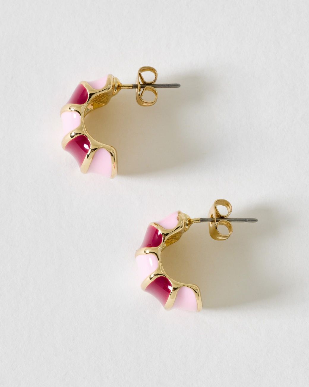 Oliver Bonas Pink Kyra Enamel Inlay Stud Earrings