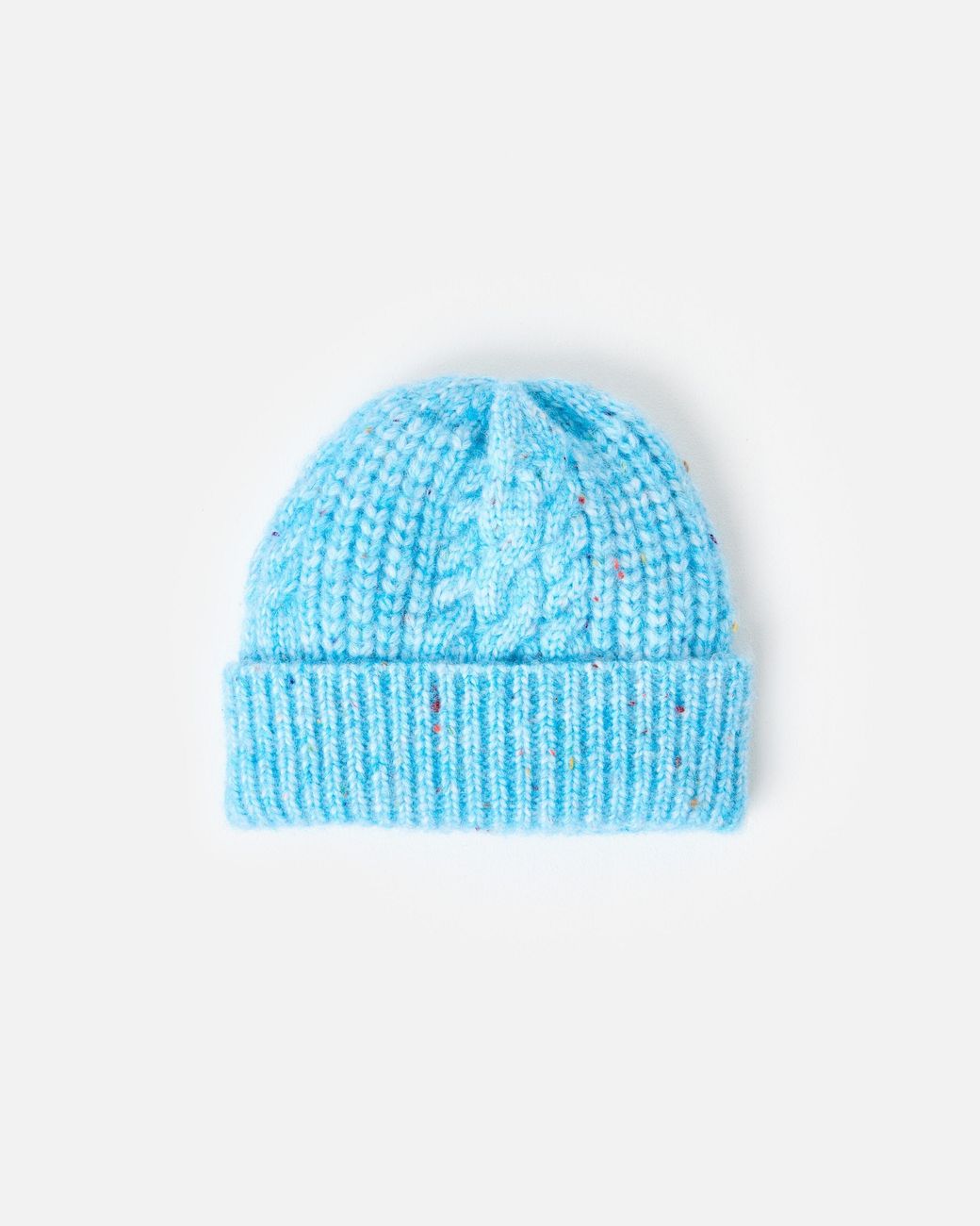 Oliver Bonas Blue Marl Cable Knit Beanie Hat