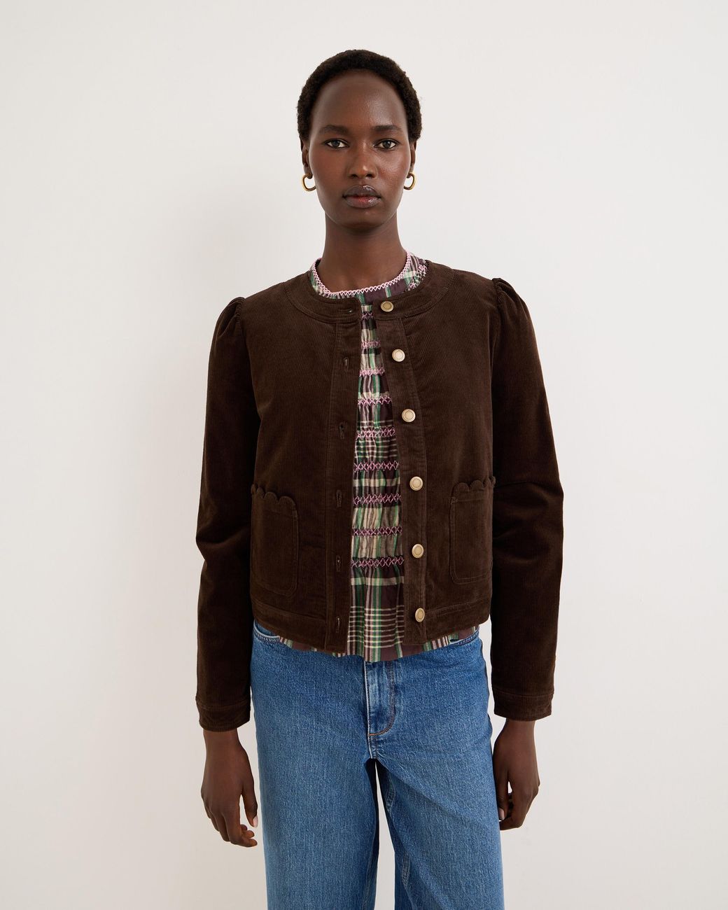 Oliver Bonas Blue Chocolate Corduroy Jacket, Size 10
