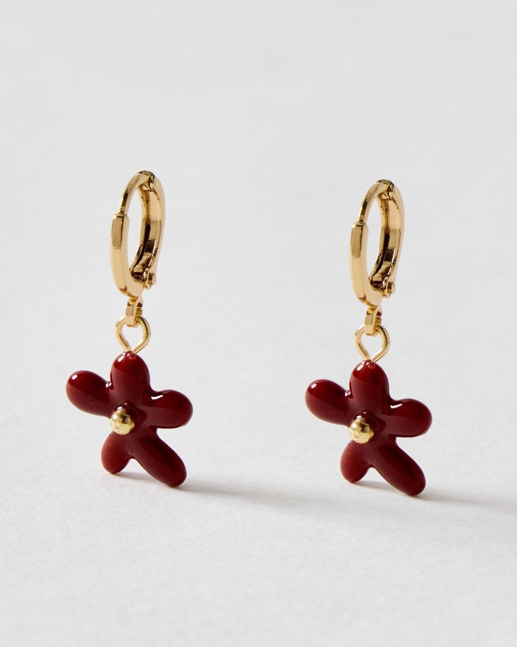 Oliver Bonas White Amity Enamel Flower Drop Earrings