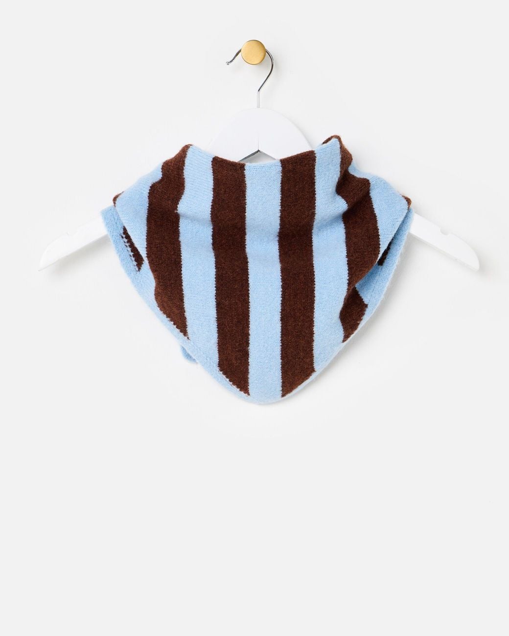 Oliver Bonas Blue & Brown Striped Knitted Triangle Scarf