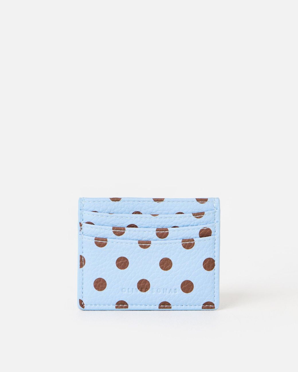 Oliver Bonas Blue Lola & Brown Polka Dot Zipped Card Holder
