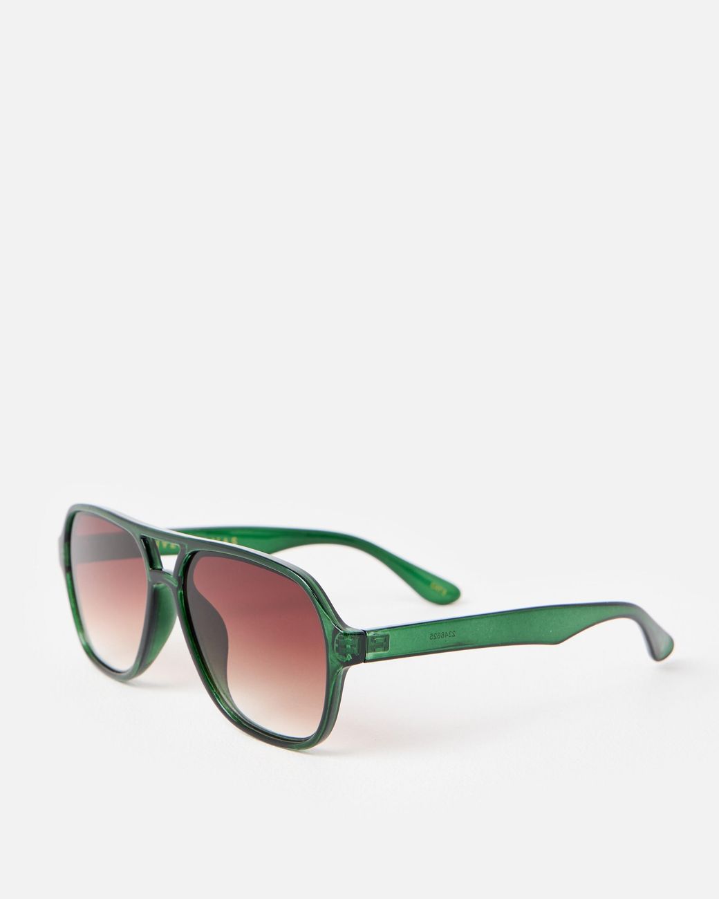 Oliver Bonas Green Dark Crystal Double Bridge Sunglasses