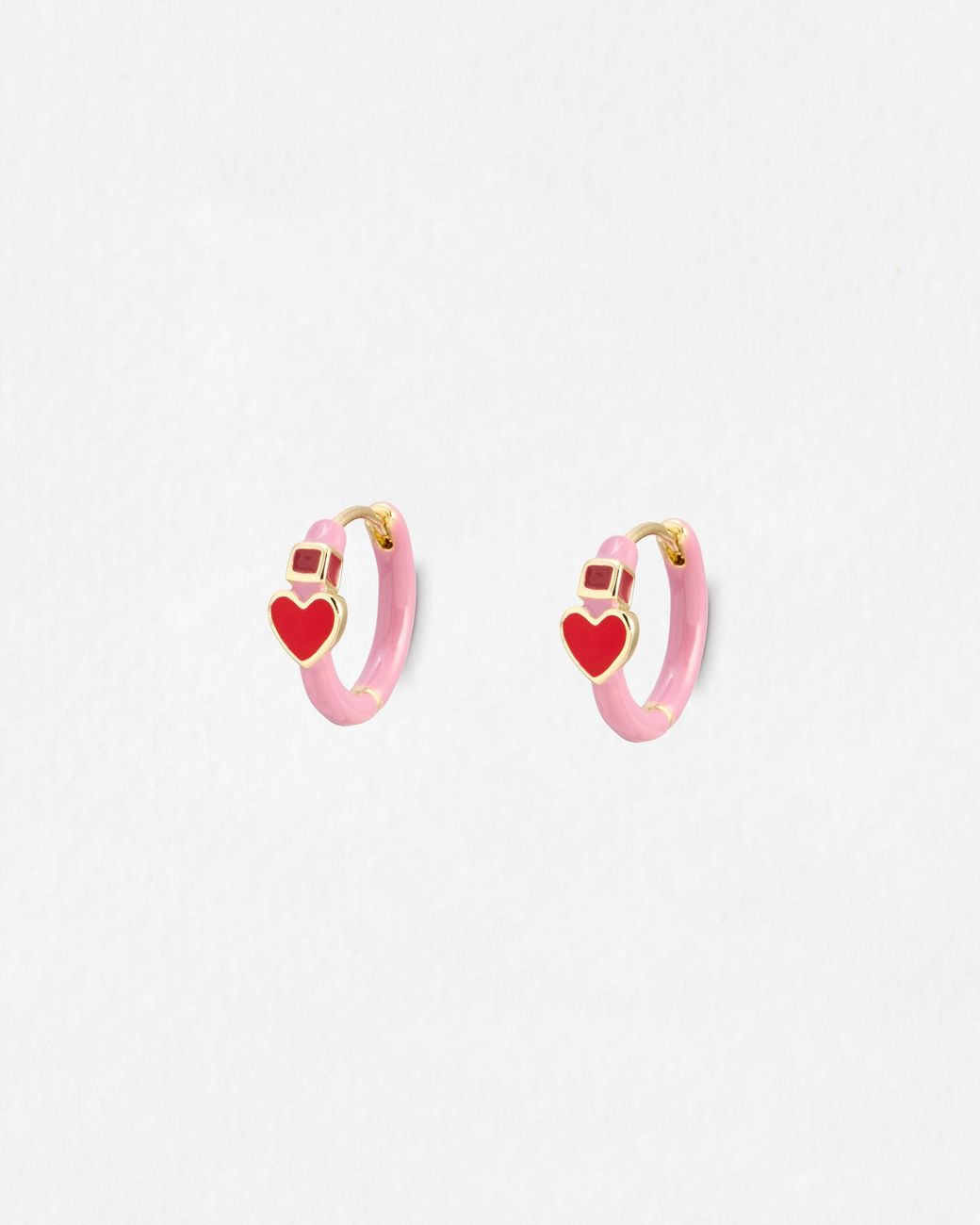 Oliver Bonas White Ciara Mini Heart Enamel Huggie Earrings