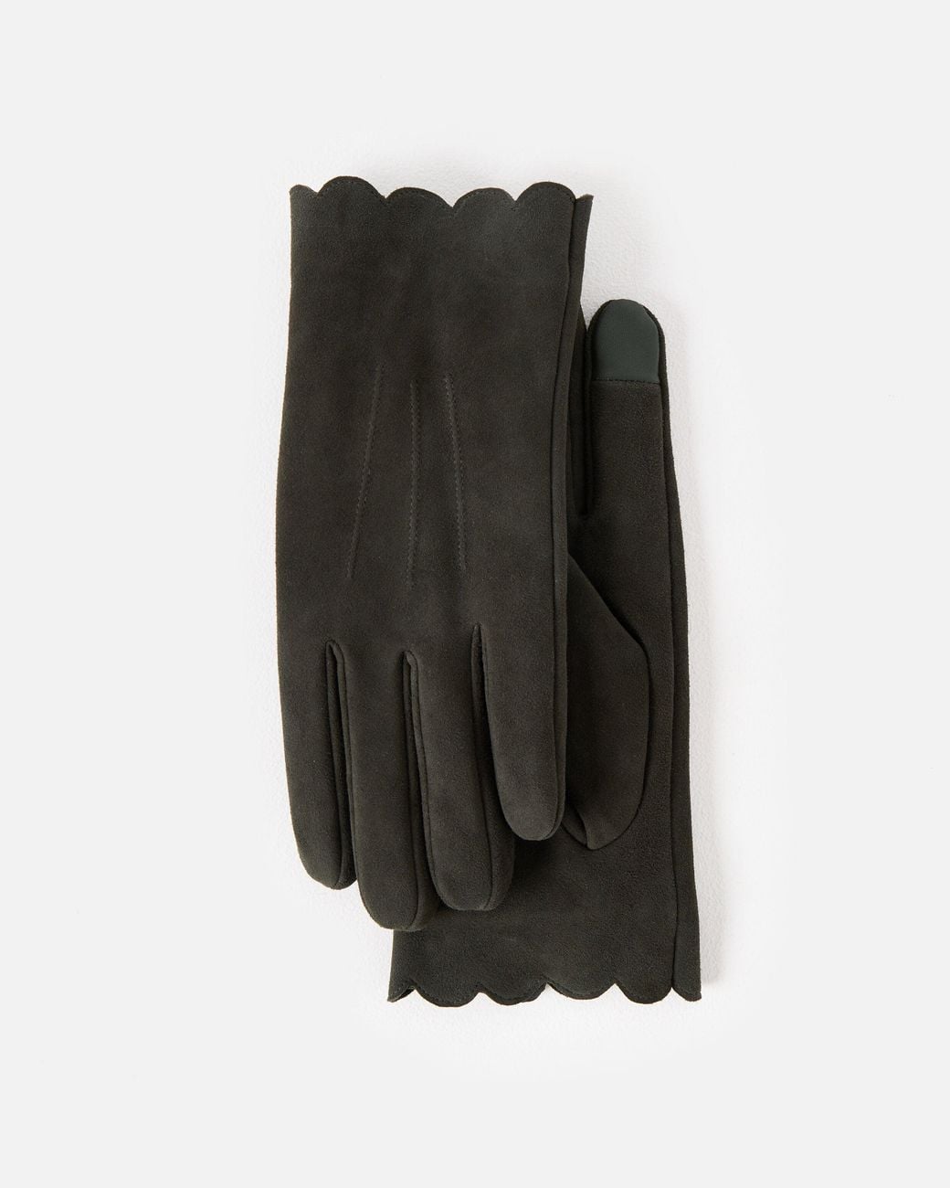 Oliver Bonas Black Dark Suede Leather Gloves