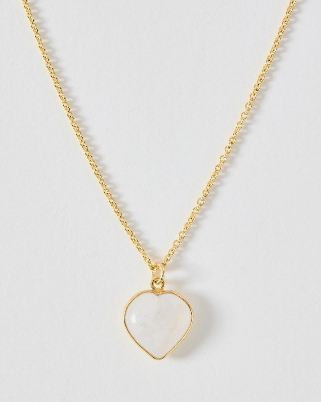 Oliver Bonas Metallic Sorcha White Moonstone Inlay Heart Charm Pendant Necklace