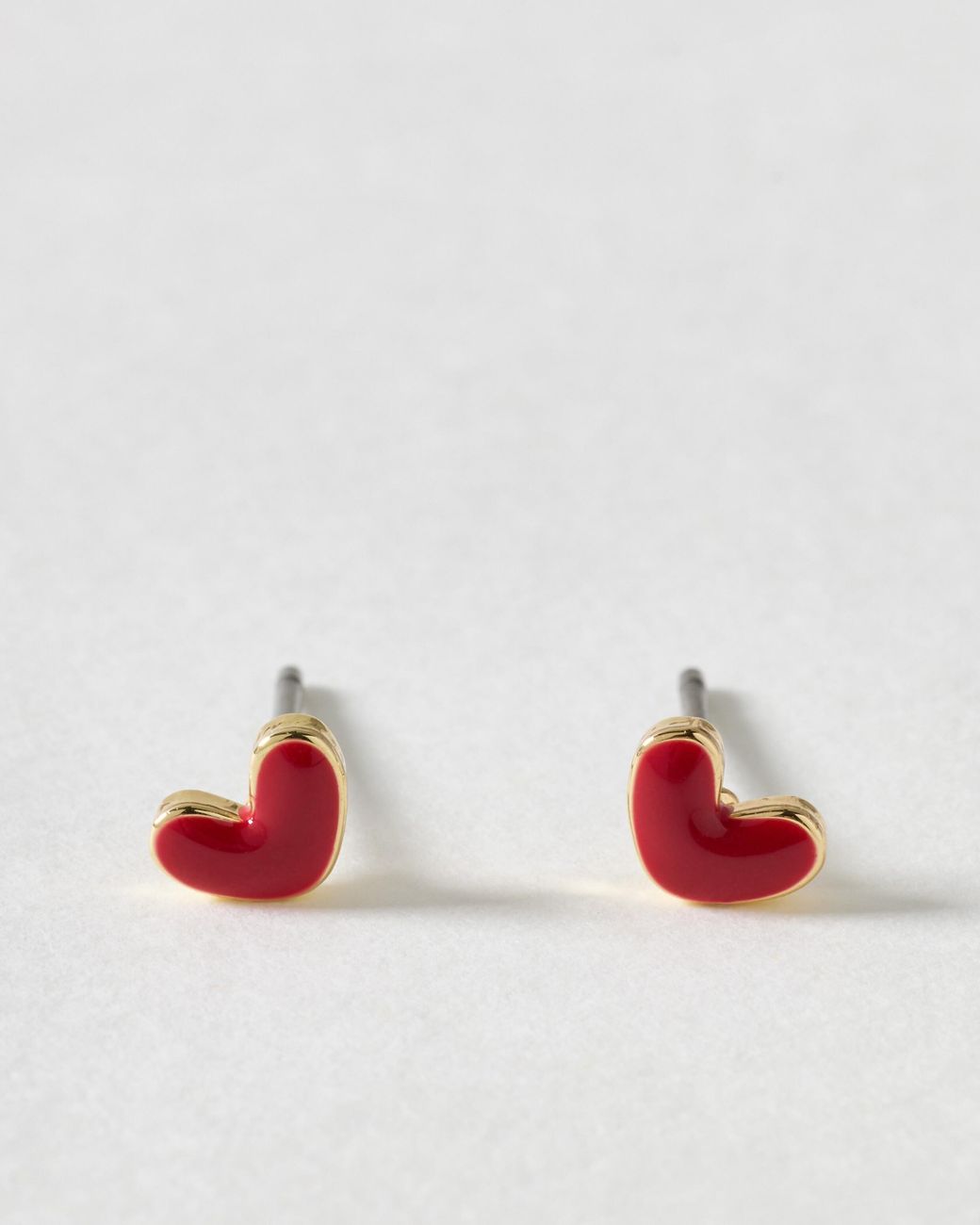 Oliver Bonas White Anne Mini Enamel Heart Stud Earrings