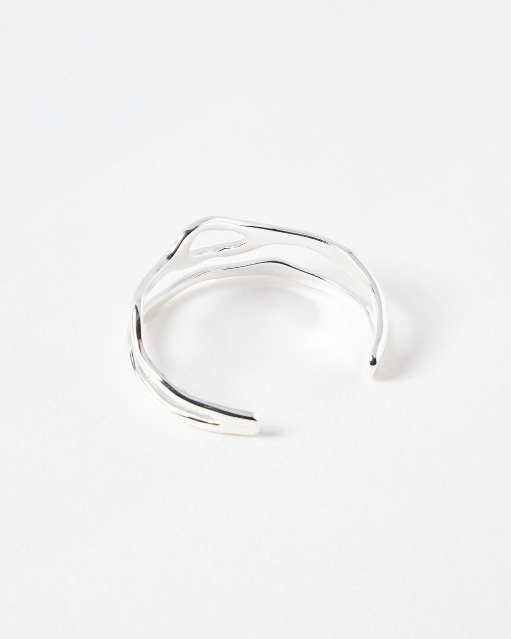 Oliver Bonas White Ilse Wavy Double Row Tone Bangle