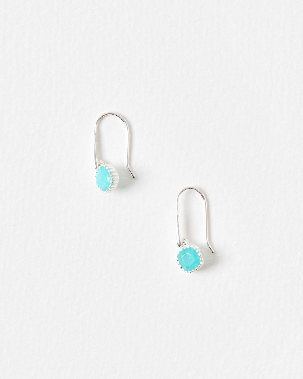 Oliver Bonas Blue Briar Amazonite Stone Inlay Sterling Drop Earrings