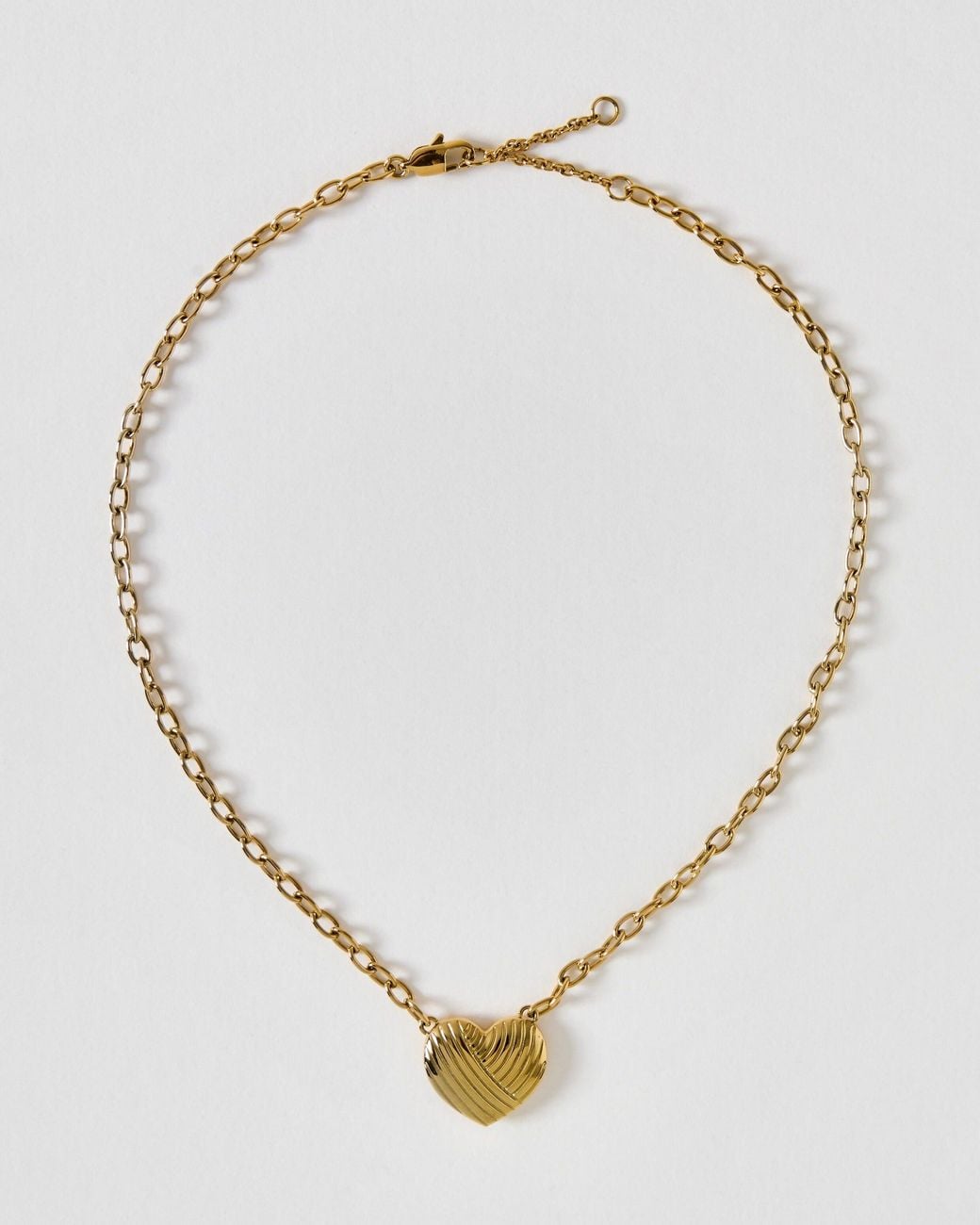 Oliver Bonas Metallic Blair Tone Waterproof Engraved Heart Charm Necklace