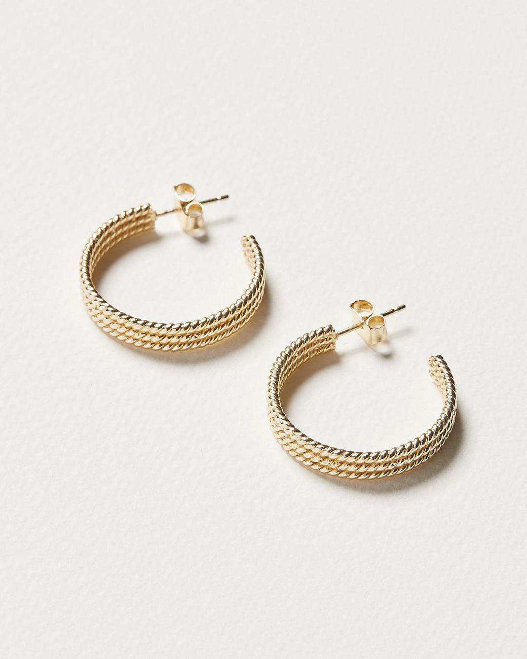 Oliver Bonas Hollis Textured Chunky Gold Plated Hoop Earrings in