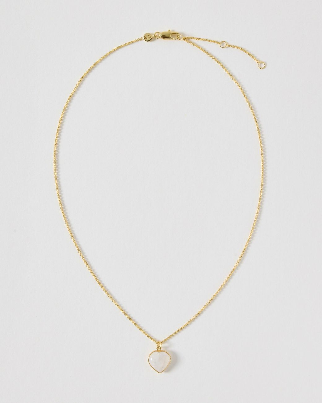 Oliver Bonas Metallic Sorcha White Moonstone Inlay Heart Charm Pendant Necklace