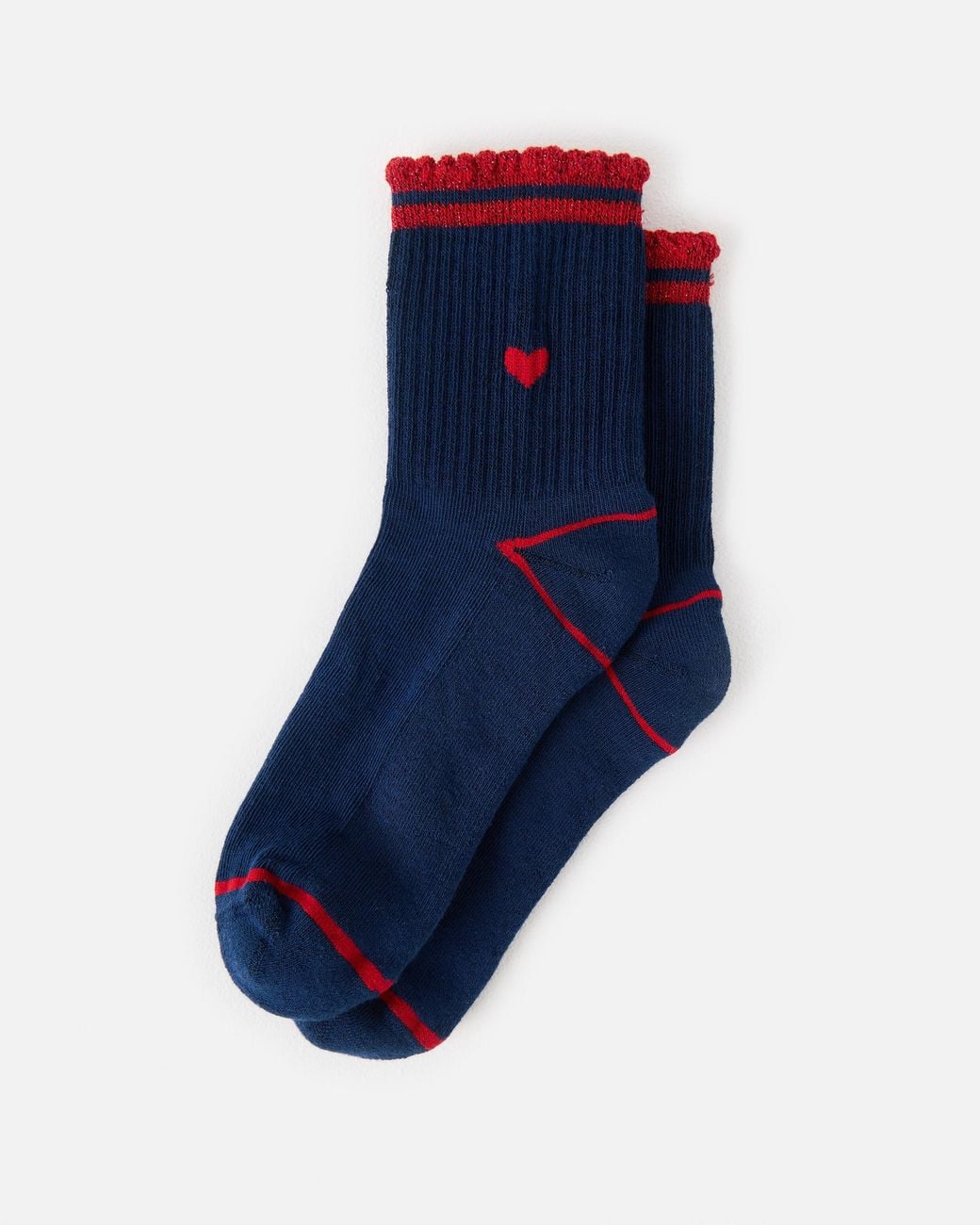 Oliver Bonas Blue & Red Heart Sporty Ankle Socks