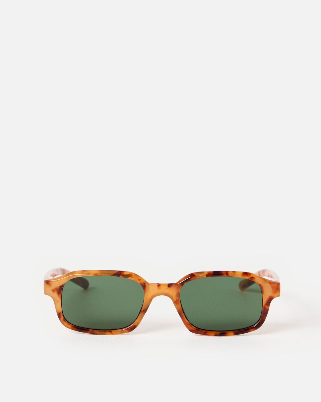 Oliver Bonas Green Amber Tort Mini Rectangular Sunglasses