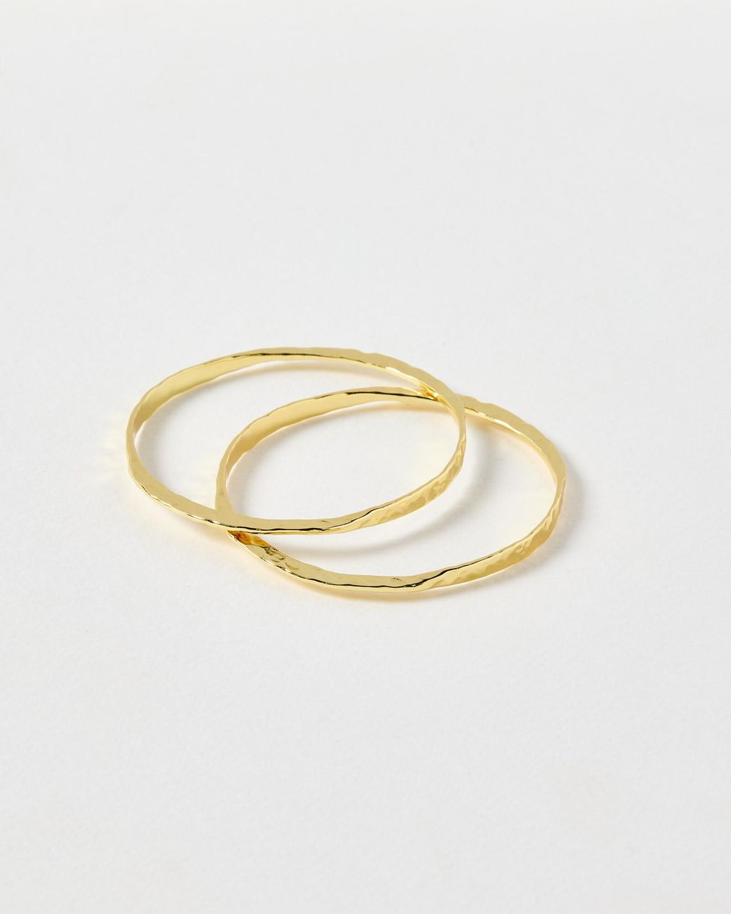 Oliver Bonas Metallic Clara Oval Hammered Bangle Pack Of Two