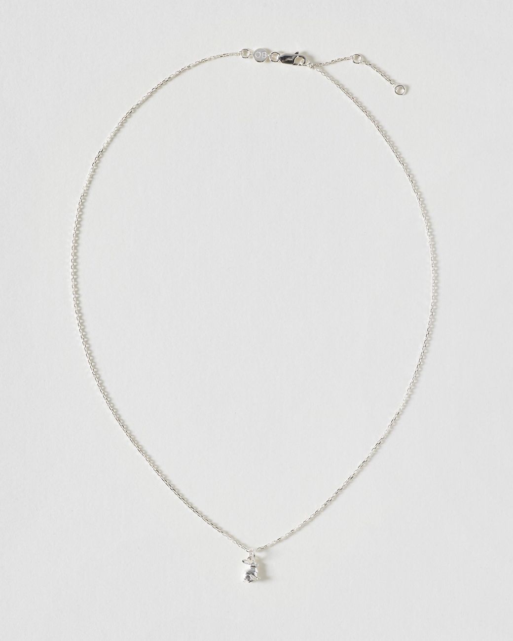 Oliver Bonas White Lily Bunny Rabbit Charm Pendant Necklace