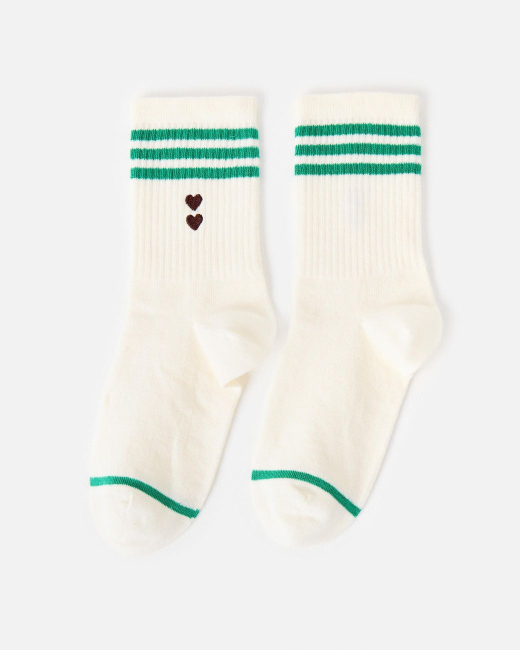 Oliver Bonas & Green Striped Double Heart Sporty Socks