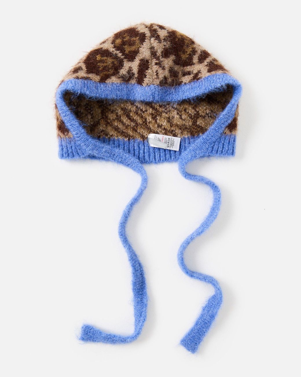 Oliver Bonas Animal Print & Blue Fluffy Knitted Bonnet