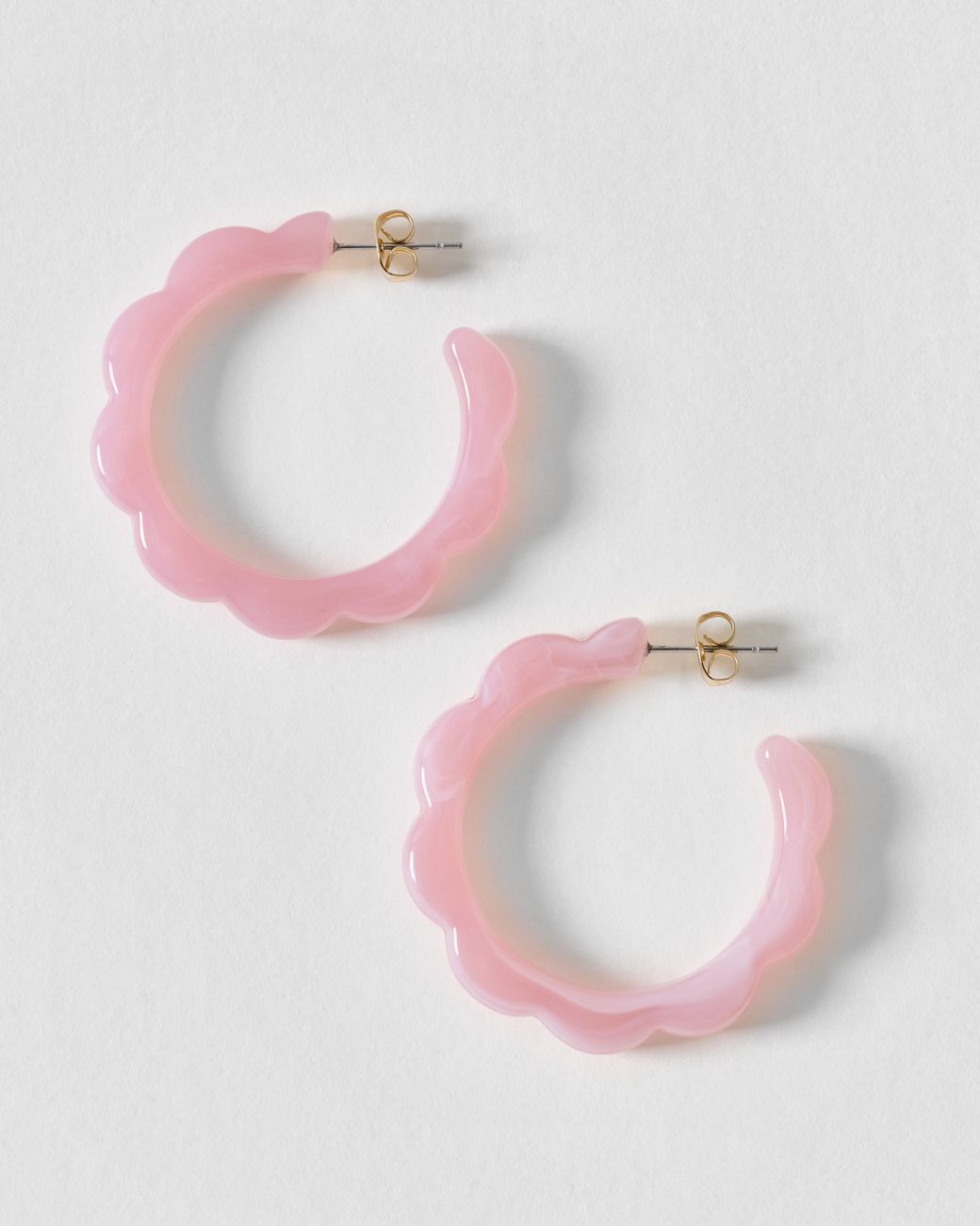 Oliver Bonas Pink Molly Curve Edge Resin Hoop Earrings