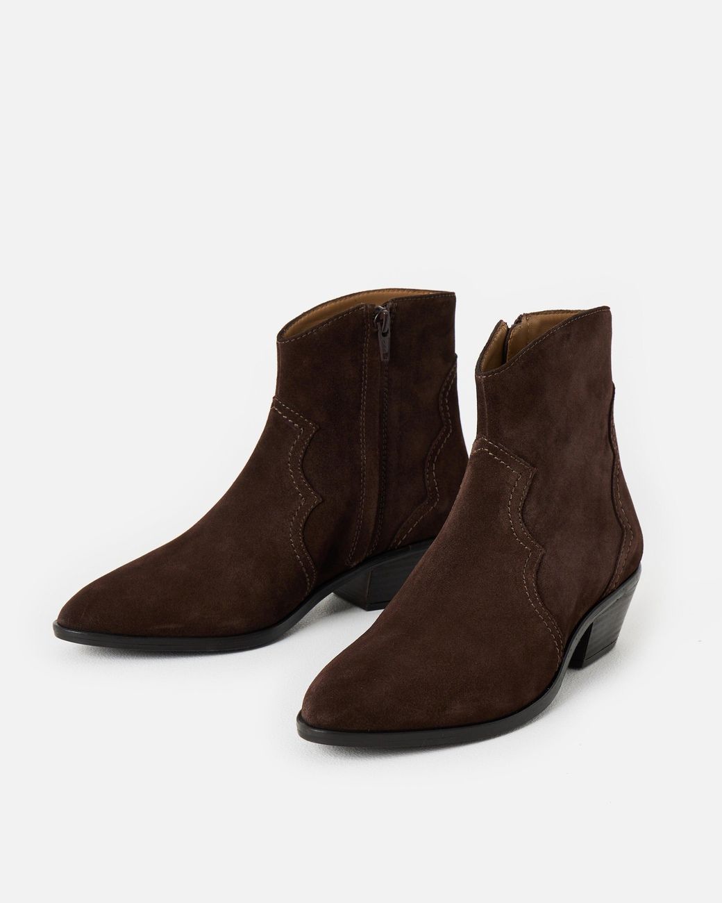 Oliver Bonas Brown Chocolate Suede Western Cowboy Boots, Size 3