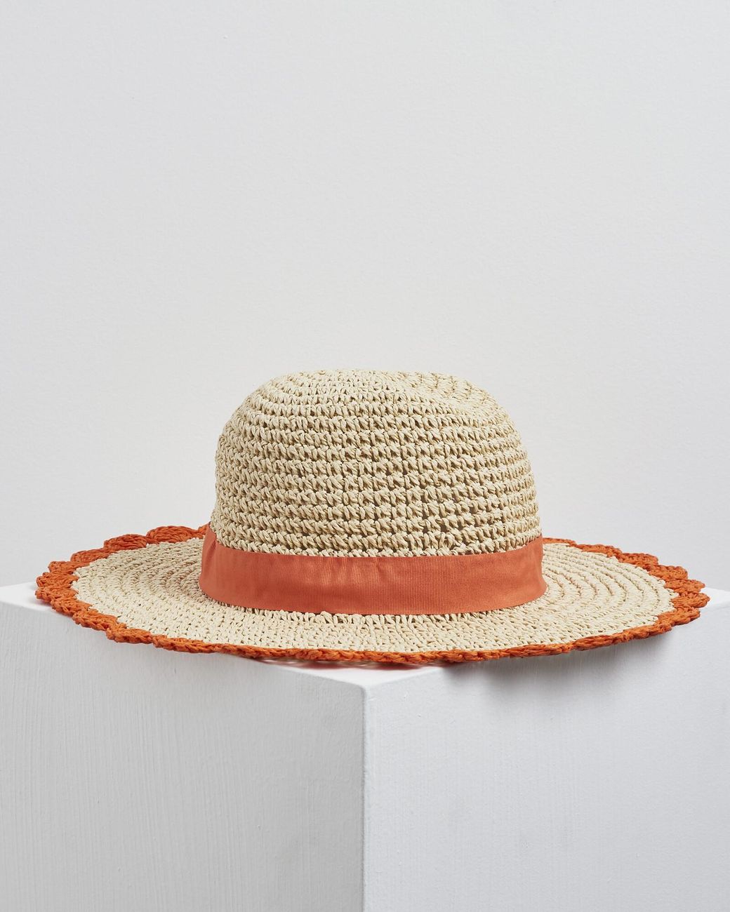 Oliver Bonas Scalloped Edge Orange Floppy Straw Hat Lyst UK