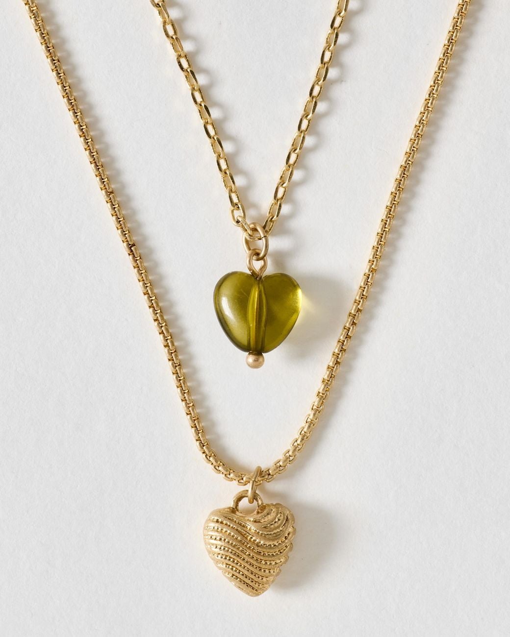 Oliver Bonas Metallic Lara Resin Mini Heart Layered Necklace