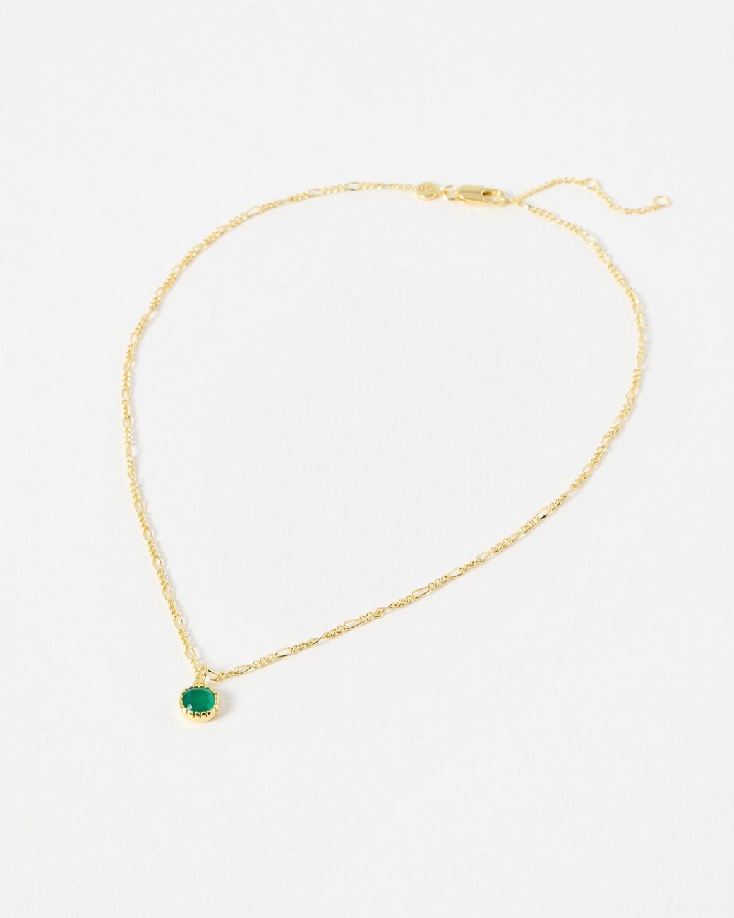Oliver Bonas White Briar Green Onyx Pendant Necklace