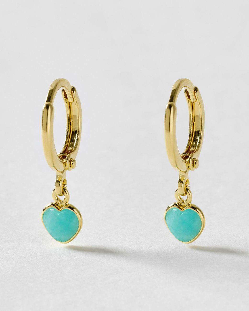 Oliver Bonas Blue Auden Amazonite Heart Charm Hoop Drop Earrings