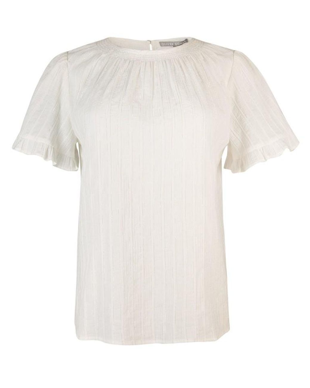 Oliver Bonas Sparkle Stripe Short Sleeved Blouse in White | Lyst