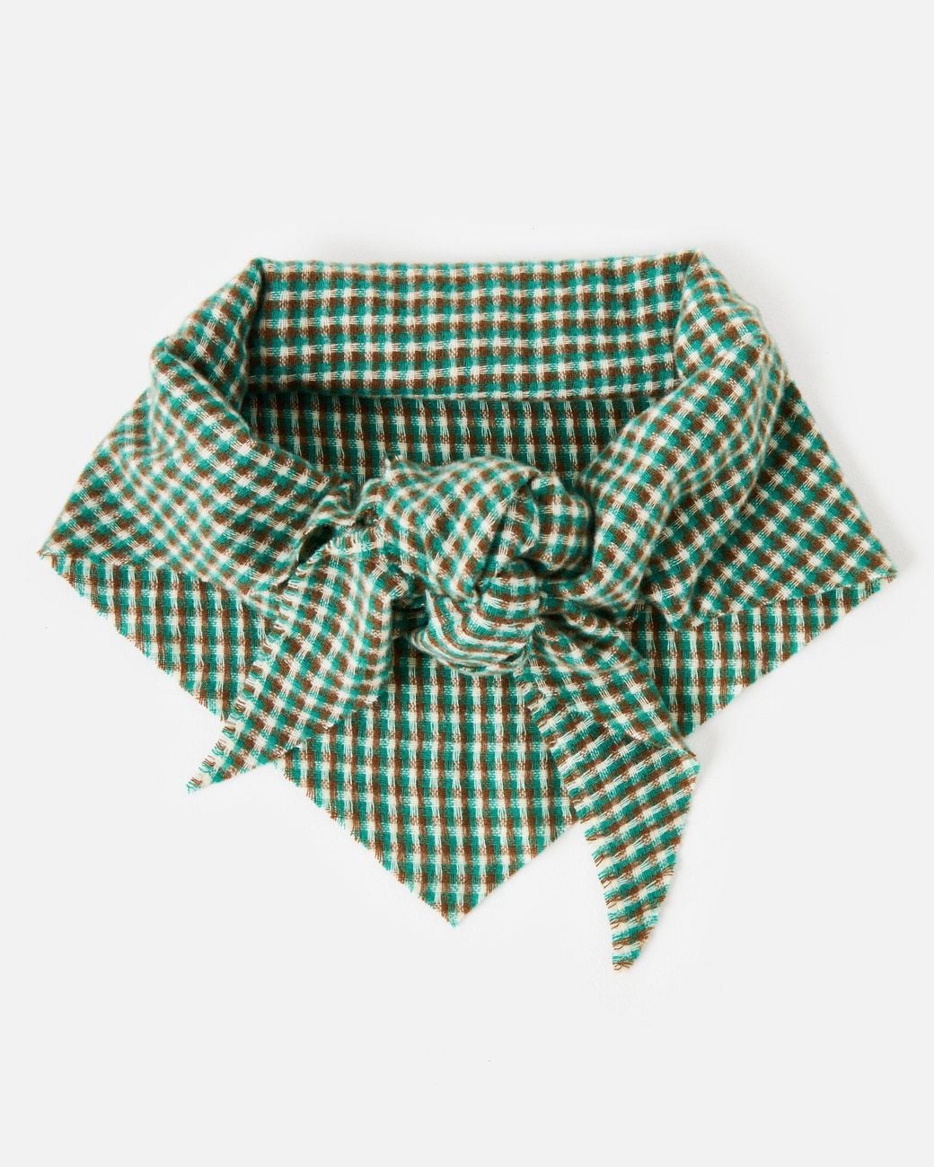 Oliver Bonas Green & Brown Checked Midweight Triangle Scarf