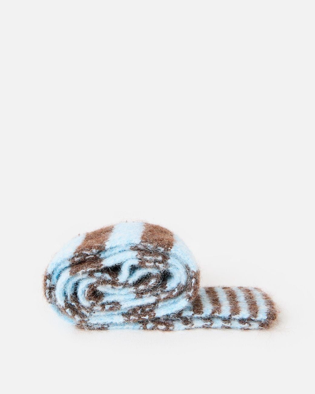 Oliver Bonas White & Brown Striped Skinny Knitted Scarf