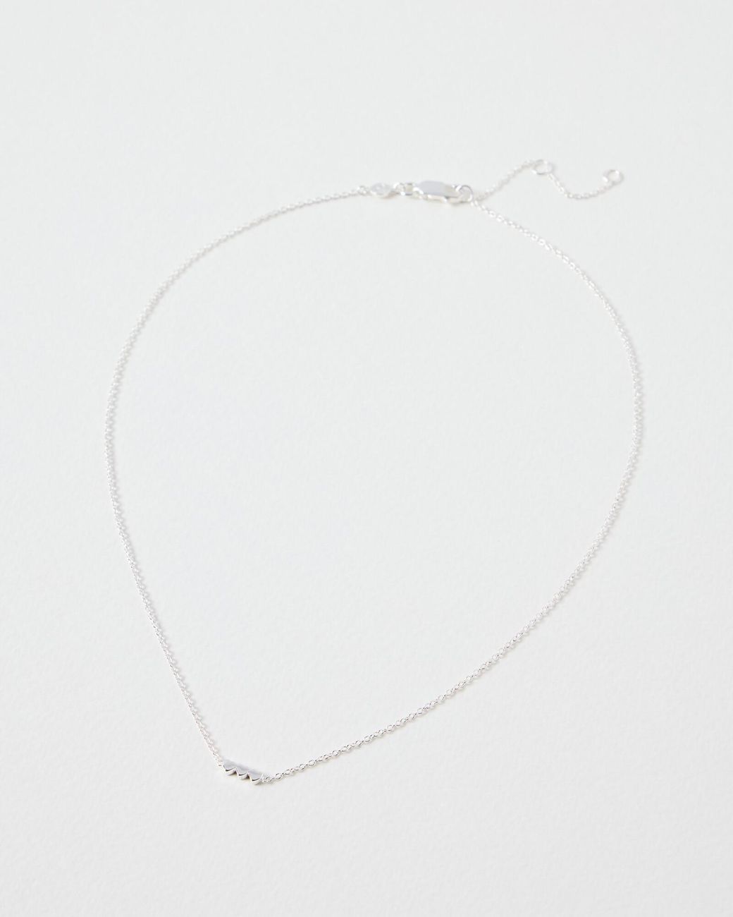 Oliver Bonas White Triple Heart Chain Necklace