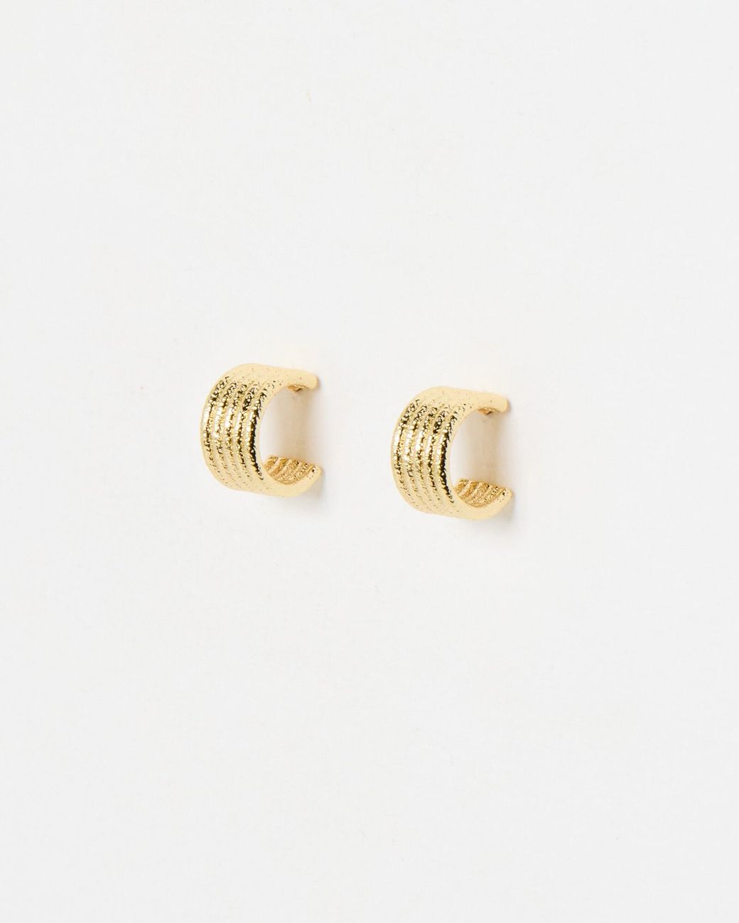 Oliver Bonas White Kalia Engraved Tone Small Hoop Earrings