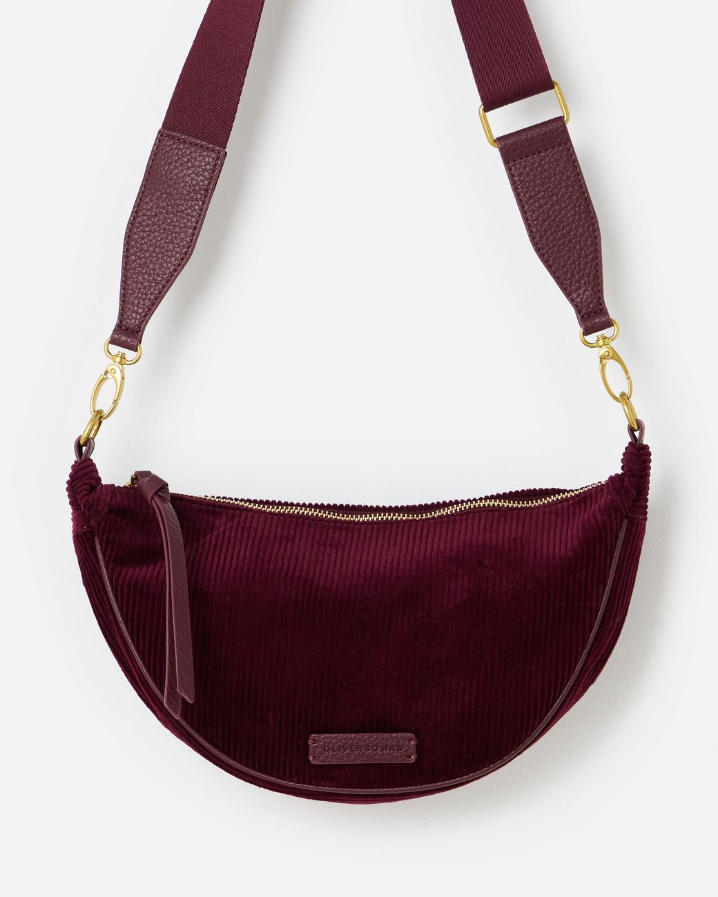 Oliver Bonas Purple Betty Burgundy Corduroy Belt Bag
