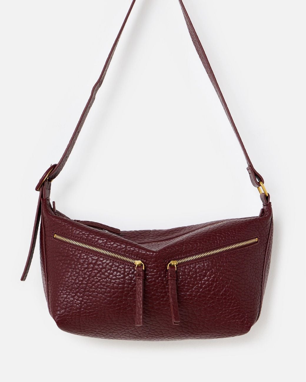 Oliver Bonas Purple Dina Burgundy Slouch Crossbody Bag