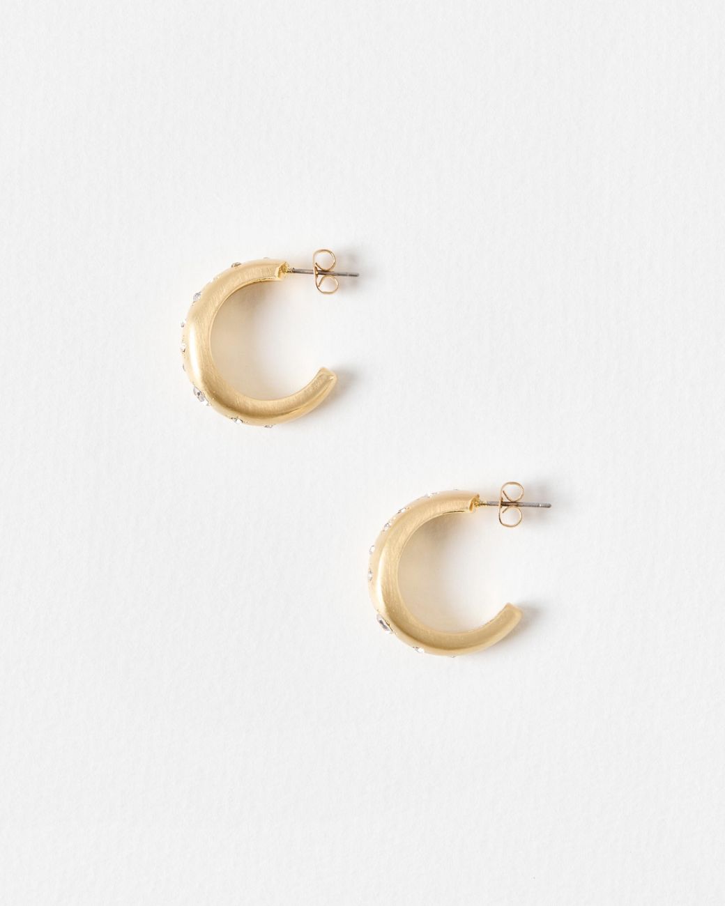 Oliver Bonas White Novah Celestial Stone Tone Hoop Earrings
