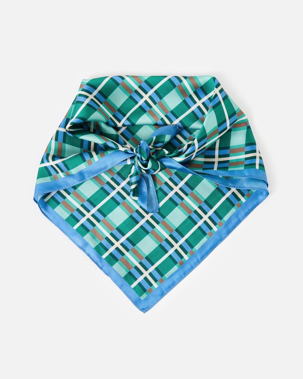 Oliver Bonas & Blue Checked Satin Square Scarf