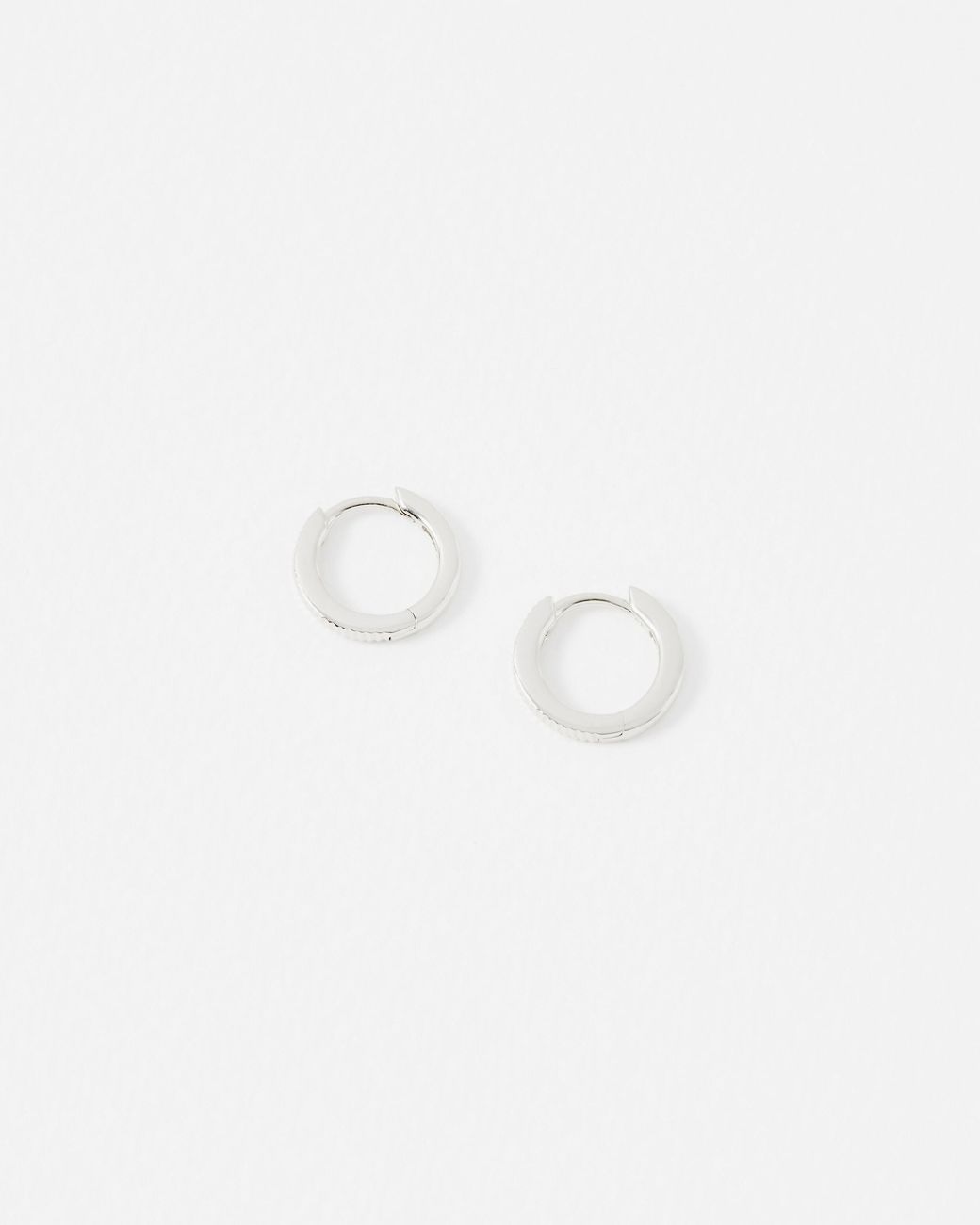 Oliver Bonas Metallic Anita Ridged Sterling Huggie Hoop Earrings